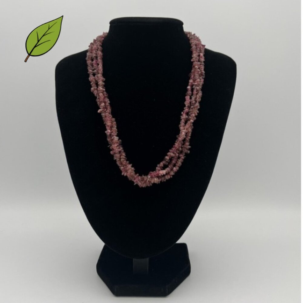 Natural Pink Tourmaline Chip Torsade Necklace
